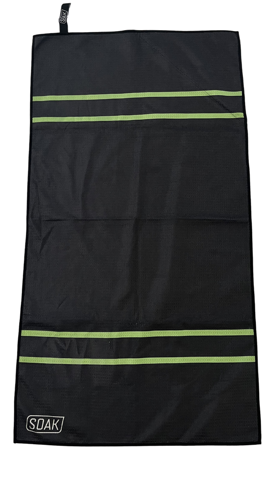 Lean Green Double Striped Microfibre Towel