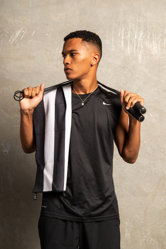 White Referee Stripe Microfibre Towel