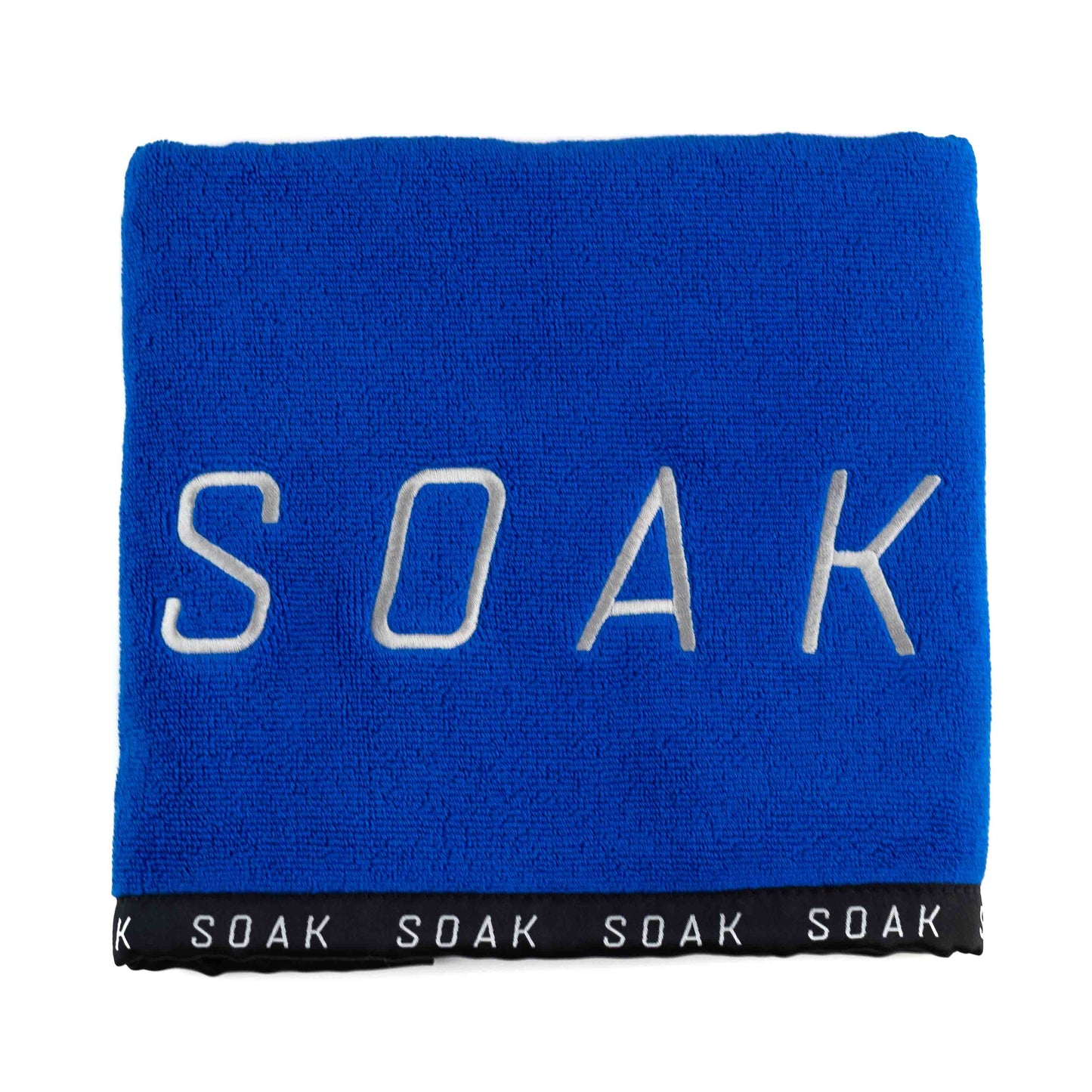 Blue cotton gym sports towel embroidered front