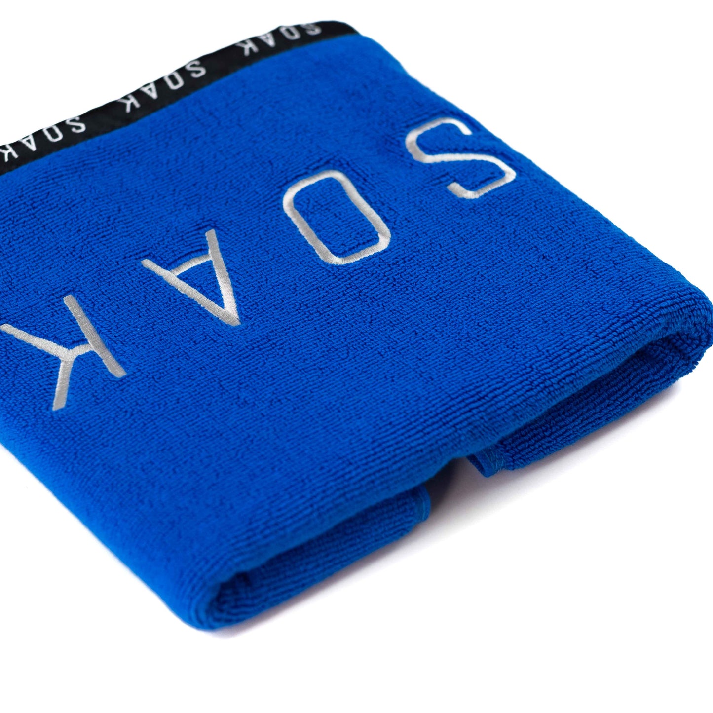 Blue cotton gym sports towel embroidered side