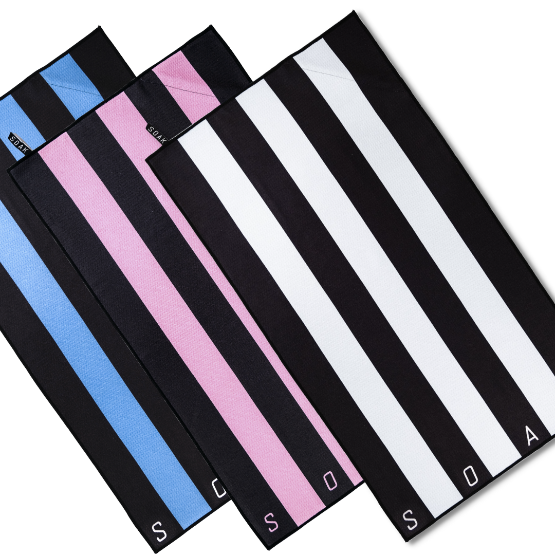 Striped Microfibre Gym Sports Towel 3 Pack