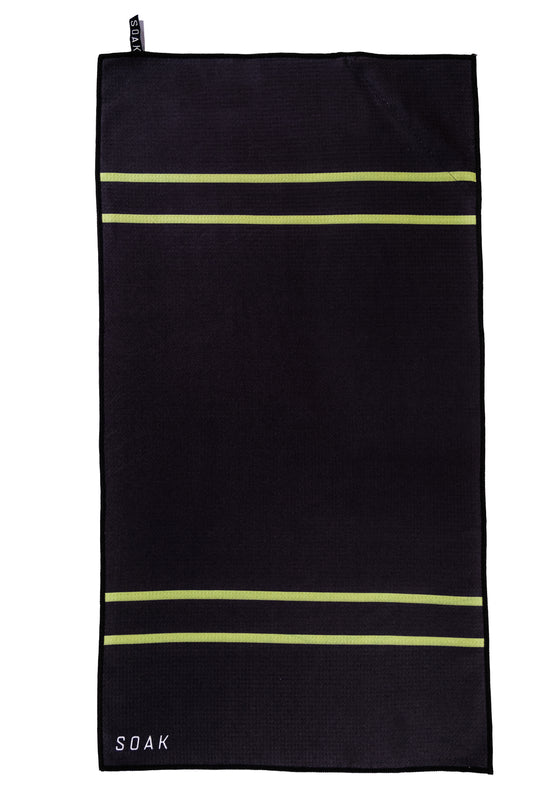 Lean Green Double Striped Microfibre Towel