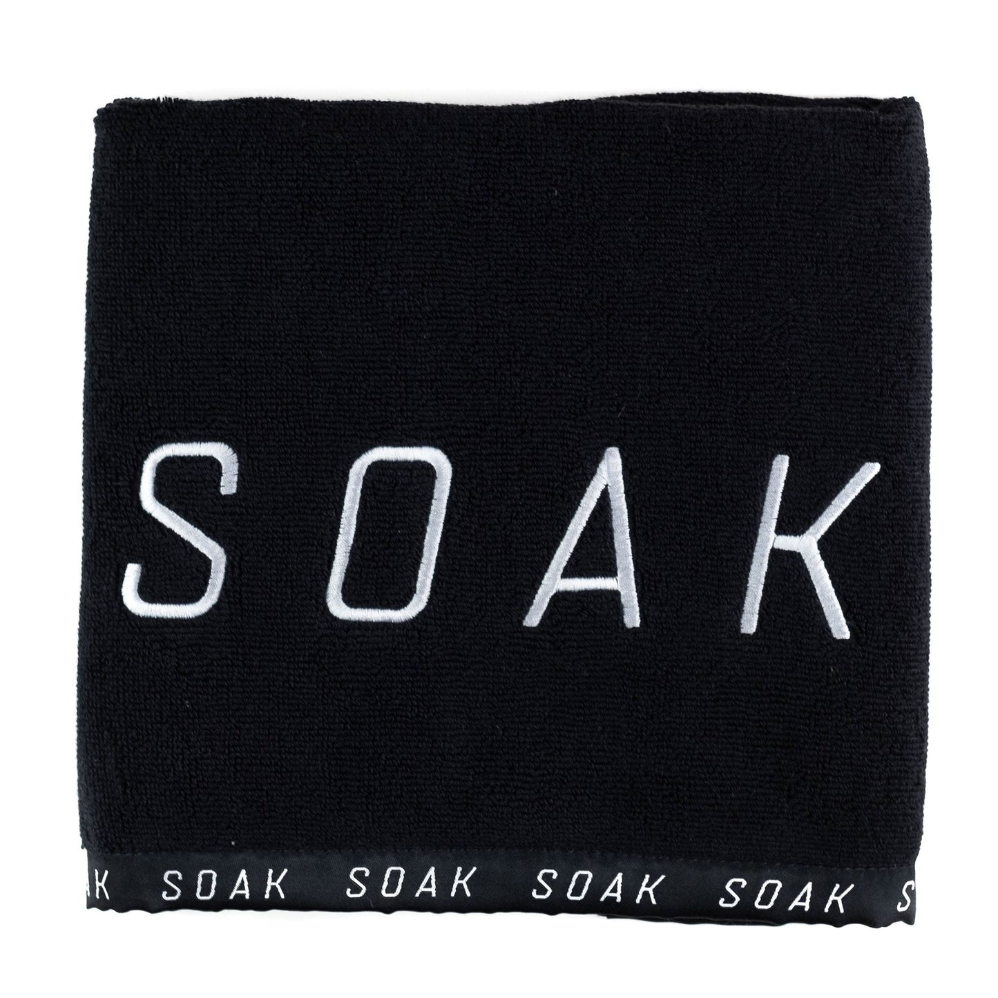 SOAK Black cotton gym sport towel embroidered