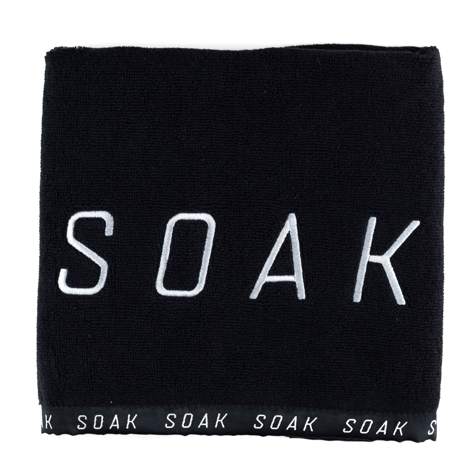 SOAK Black cotton gym sport towel embroidered
