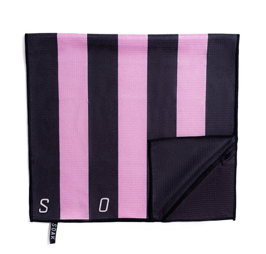 Pink Referee Stripe Microfibre Towel